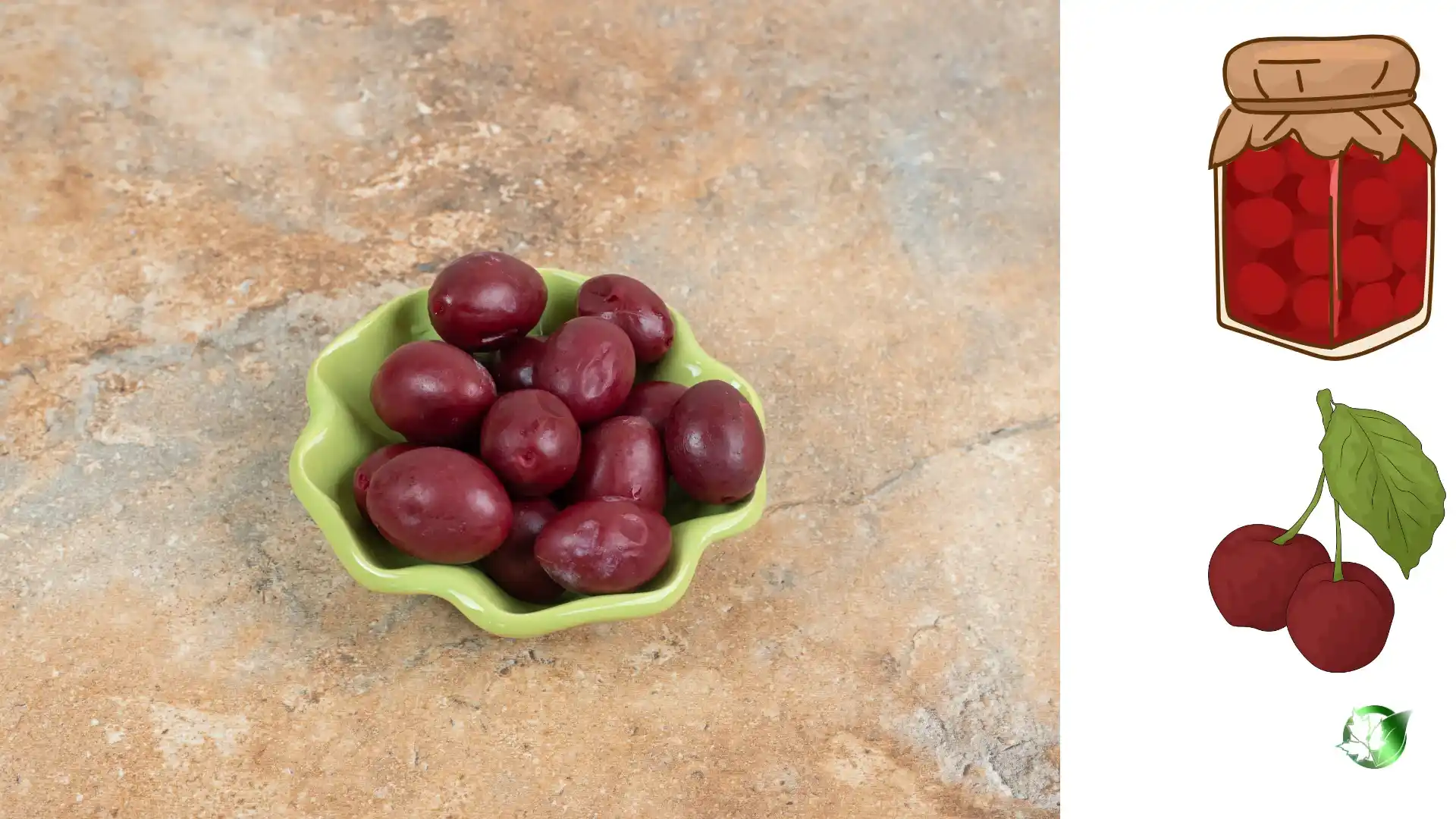 Commercial presentation of Pickled Sour Cherries for wholesale product evaluation and buyer review.